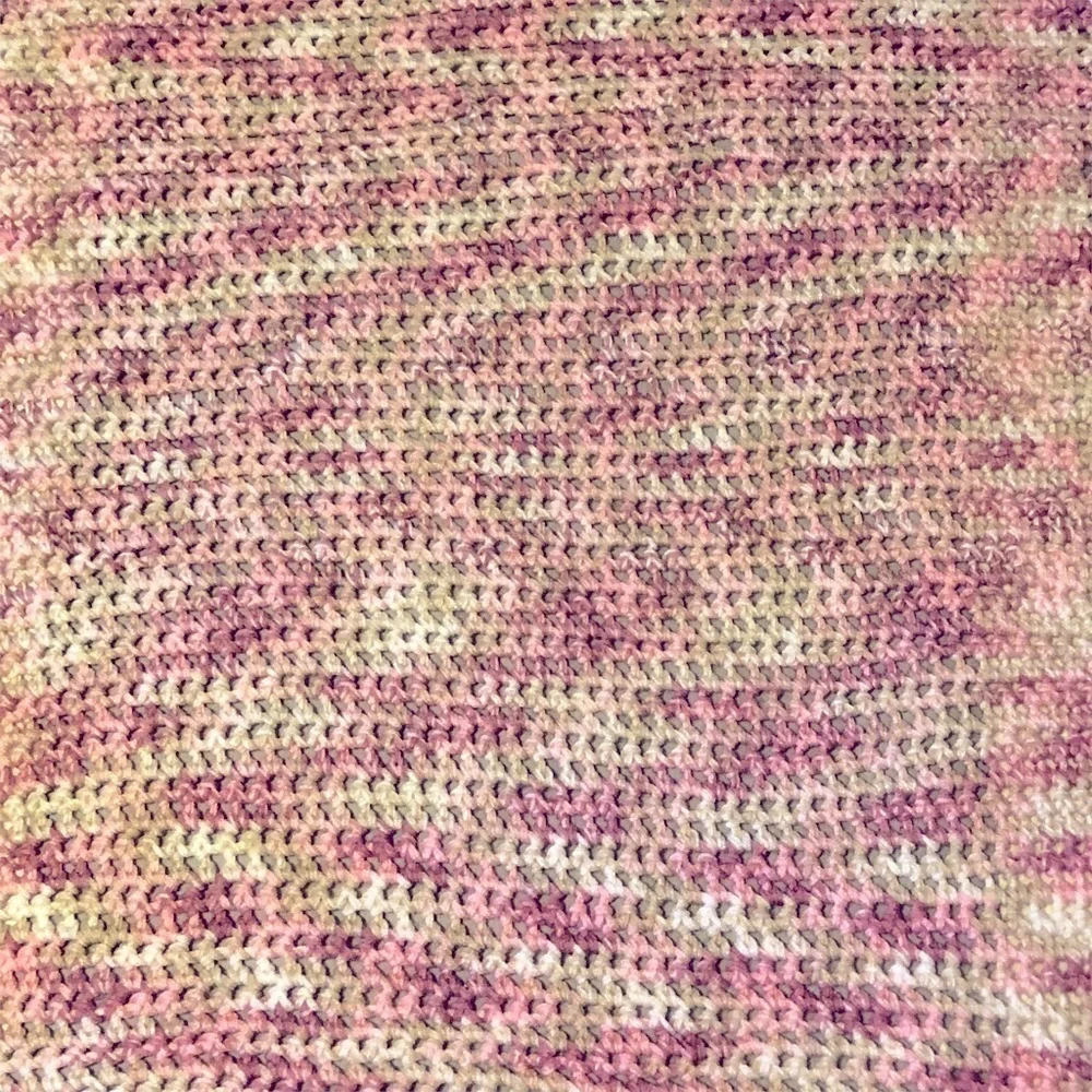 Hand Crochet Afghan/Throw/Baby Blanket Pink/White/Cream 38” x 34”